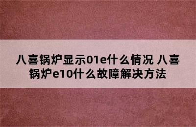 八喜锅炉显示01e什么情况 八喜锅炉e10什么故障解决方法